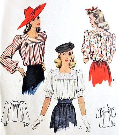 vintage blouse patterns at vintagestitching.com
