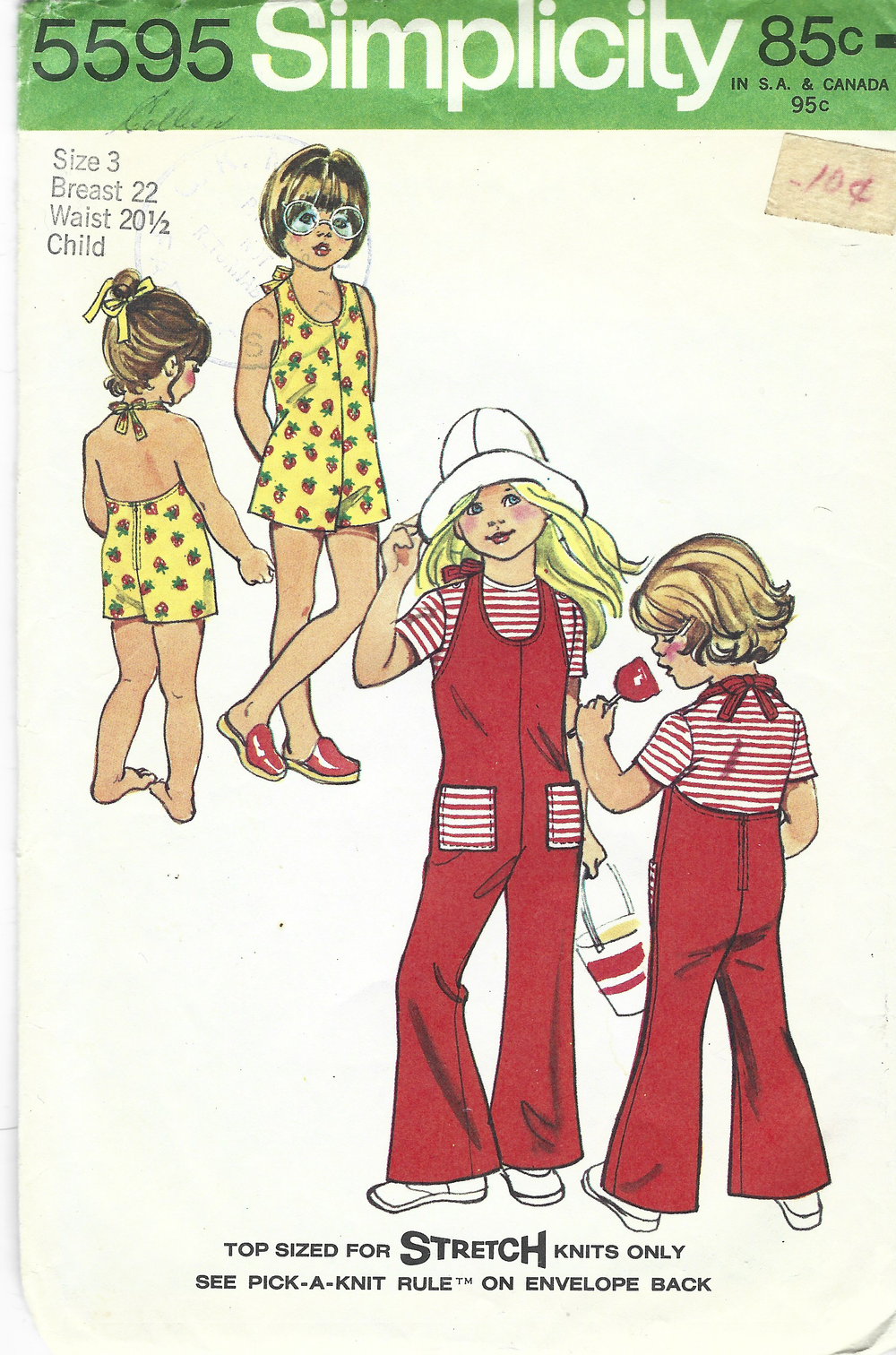 Simplicity 5595 Toddlers Girls Jumper Jumpsuit Vintage Sewing Pattern 1950s