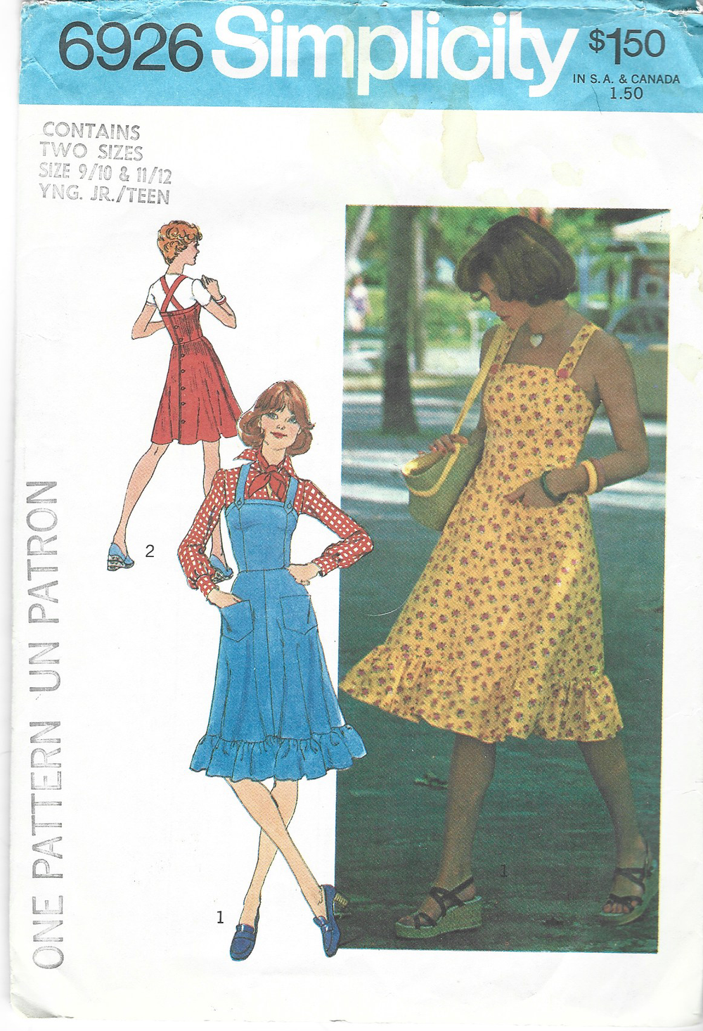 Simplicity 6926 Teen Strappy Jumper Dress Vintage Sewing Pattern 1970s