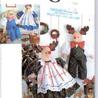 Simplicity 7045 / 0607 Decorative Stuffed Reindeer Doll Bear Christmas Craft Sewing Pattern - VintageStitching - Vintage Sewing Patterns