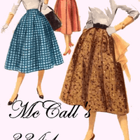 1950's Full Rockabilly Skirt McCall's 3341 Vintage Sewing Pattern Gored Swing Pocket Flaps - VintageStitching - Vintage Sewing Patterns
