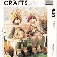 McCall's Crafts 640 / 9163 Bunny Rabbit Sewing Pattern Stuffed Animals - VintageStitching - Vintage Sewing Patterns