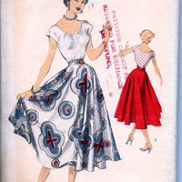 Advance 5509 Vintage 1940's Sewing Pattern Ladies Scoop Blouse Circle Swing Skirt - VintageStitching - Vintage Sewing Patterns