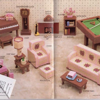 Barbie Family Room Furniture Fashion Doll Plastic Canvas Pattern Annie's Attic - VintageStitching - Vintage Sewing Patterns