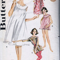 Butterick 2198 Vintage Sewing Pattern 1960's Ladies Lingerie Nightgown Brunch Coat Bloomers - VintageStitching - Vintage Sewing Patterns