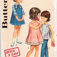 Butterick 2759 Girls  Beach Jumper Dress Blouse Pants Vintage 1960's Sewing Pattern Quick N Easy - VintageStitching - Vintage Sewing Patterns