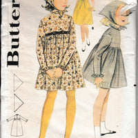 Butterick 3200 Girls Empire Waist Dress Scarf Vintage 1960's Sewing Pattern - VintageStitching - Vintage Sewing Patterns