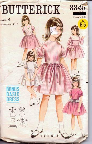 Butterick 3345 Little Girls Party School Dress Eyelet Peplum Jacket Swing Skirt Vintage Sewing Pattern 1960's - VintageStitching - Vintage Sewing Patterns