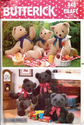 Butterick 448 Stuffed Bear in three sizes Vintage 1980's Sewing Craft Pattern - VintageStitching - Vintage Sewing Patterns