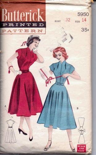 Butterick 5950 Teen Rockabilly Party Swing Dress with Cummerbund Vintage Sewing Pattern - VintageStitching - Vintage Sewing Patterns