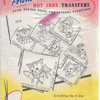 Aunt Marthas Vintage Transfer Pattern Kitten For A Day 3318 - VintageStitching - Vintage Sewing Patterns