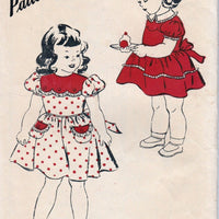 Hollywood 422 Little Girls Party Dress Pattern Vintage 1940's Toddler Bilingual - VintageStitching - Vintage Sewing Patterns