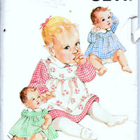 Kwik Sew 443 Infant Baby Dress Pinafore Bloomers Vintage 1970's Sewing Pattern - VintageStitching - Vintage Sewing Patterns
