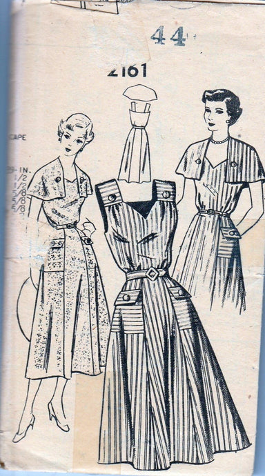 Mail Order 2161 Vintage 1940's Sewing Pattern Ladies Dress Cape - VintageStitching - Vintage Sewing Patterns
