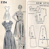 Mail Order 2354 Ladies Square Neck Dress Vintage Sewing Pattern 1950s - VintageStitching - Vintage Sewing Patterns