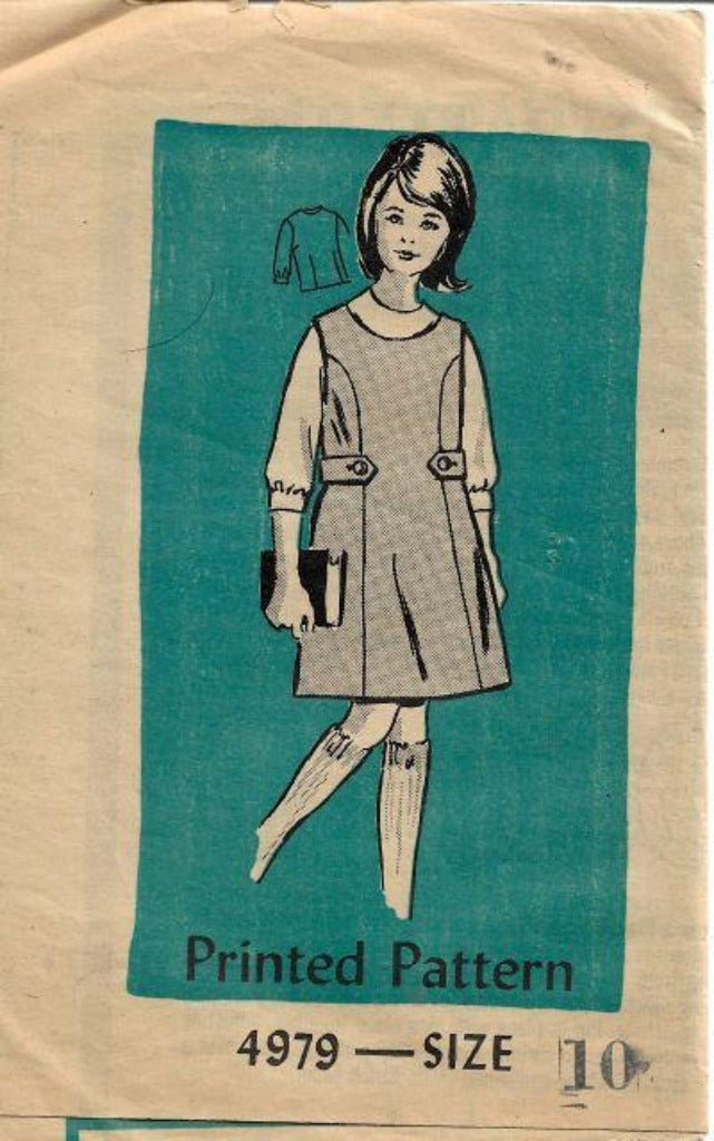 Mail Order 4979 Girls Blouse Jumper Dress Vintage Sewing Pattern 1960s - VintageStitching - Vintage Sewing Patterns