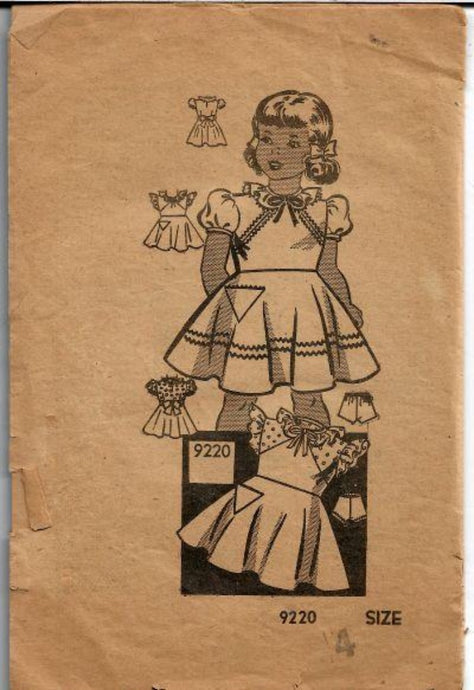Mail Order 9220 Little Girls Play Dress Vintage Sewing Pattern 1950s - VintageStitching - Vintage Sewing Patterns