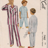 McCall 7462 Young Boys Two Piece Pajamas Teen Vintage Sewing Pattern 1940's - VintageStitching - Vintage Sewing Patterns