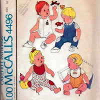 McCall's 4496 Baby Summer Overalls Shirt Bib Vintage Sewing Pattern - VintageStitching - Vintage Sewing Patterns