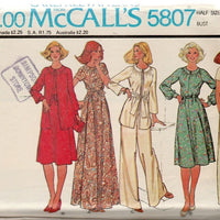 McCall's 5807 Vintage 1970's Sewing Pattern Ladies Half Size Jumpsuit Jacket Dress - VintageStitching - Vintage Sewing Patterns