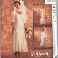 McCall's 7497 Wedding Bridal Gown Bridesmaid Dress Sewing Pattern - VintageStitching - Vintage Sewing Patterns