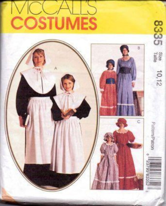 McCall's 8335 Girls Pilgrim Dress Halloween Costume Pattern Vintage 1990's - VintageStitching - Vintage Sewing Patterns