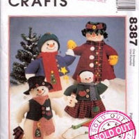 McCall's 8387 Christmas Crafts Snowman Family Vintage 1990's Pattern - VintageStitching - Vintage Sewing Patterns