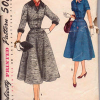 Simplicity 1243 1950's Ladies One Piece Chic Dress Moderately Flared Vintage Sewing Pattern Rare - VintageStitching - Vintage Sewing Patterns