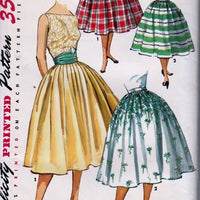 Simplicity 1490 Vintage 1950's Sewing Pattern Ladies Rockabilly Skirt Cummerbund - VintageStitching - Vintage Sewing Patterns