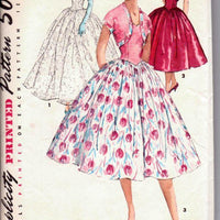 Simplicity 1655 Vintage 1950's Sewing Pattern Ladies Sleeveless Cocktail Rockabilly Dress Prom Evening Gown Bolero Jacket - VintageStitching - Vintage Sewing Patterns