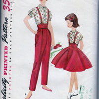 Simplicity 1743 Girls Blouse Suspender Skirt Pants Vintage Pattern 1950's - VintageStitching - Vintage Sewing Patterns
