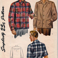 Simplicity 1961 Vintage 1940's Sewing Pattern Mens Casual Day Shirt - VintageStitching - Vintage Sewing Patterns