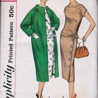 Simplicity 2394 Vintage 1950's Sewing Pattern Ladies Junior Miss Drop Waist Dress Coat - VintageStitching - Vintage Sewing Patterns