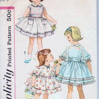 Simplicity 3808 Little Girls One Piece Dress and Sash Vintage 1960's Sewing Pattern - VintageStitching - Vintage Sewing Patterns