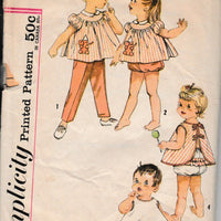 Simplicity 4018 Baby Toddler Top Pants Apron Panties Vintage 1960's Sewing Pattern - VintageStitching - Vintage Sewing Patterns