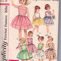 Simplicity 4456 Girls Sleeveless Dress 7 Day Wardrobe Vintage 1950's Sewing Pattern - VintageStitching - Vintage Sewing Patterns