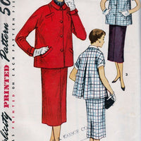 Simplicity 4764 Vintage 1950's Sewing Pattern Maternity Suit Jacket Inverted Pleat Skirt - VintageStitching - Vintage Sewing Patterns