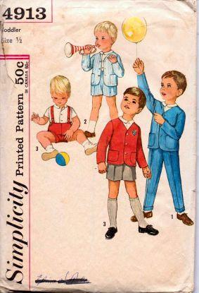Simplicity 4913 Toddlers Jacket Shirt Shorts Pants Vintage 60's Pattern - VintageStitching - Vintage Sewing Patterns