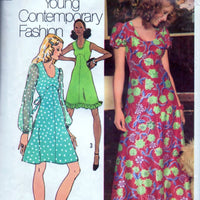 Simplicity 5015 Ladies Mini or Long Dress Young Contemporary Fashion Vintage 1970's Sewing Pattern - VintageStitching - Vintage Sewing Patterns