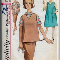 Simplicity 5179 Ladies Maternity Jumper Dress Skirt Blouse Vintage Pattern 1960s - VintageStitching - Vintage Sewing Patterns