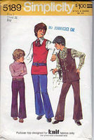 
              Simplicity 5189 Boys Vest Tank Top Bell Bottom Pants Vintage Pattern - VintageStitching - Vintage Sewing Patterns
            