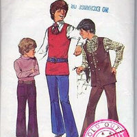 Simplicity 5189 Boys Vest Tank Top Bell Bottom Pants Vintage Pattern - VintageStitching - Vintage Sewing Patterns