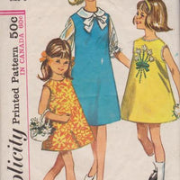 Simplicity 5903 Girls One Piece Jumper Dress Blouse Vintage Pattern - VintageStitching - Vintage Sewing Patterns