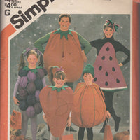Simplicity 6192 Childrens Fruit Vegetable Halloween Costume 'Vintage Sewing Pattern 1980's - VintageStitching - Vintage Sewing Patterns