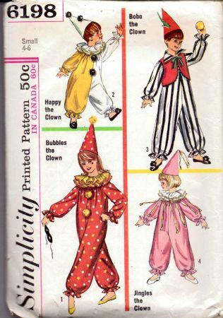 Simplicity 6198 Childs Clown Hat Halloween Costume Pattern Vintage - VintageStitching - Vintage Sewing Patterns