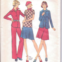 Simplicity 6591 Ladies Shirt Jacket Skirt Pants Stretch Knits Vintage 1970's Sewing Pattern - VintageStitching - Vintage Sewing Patterns