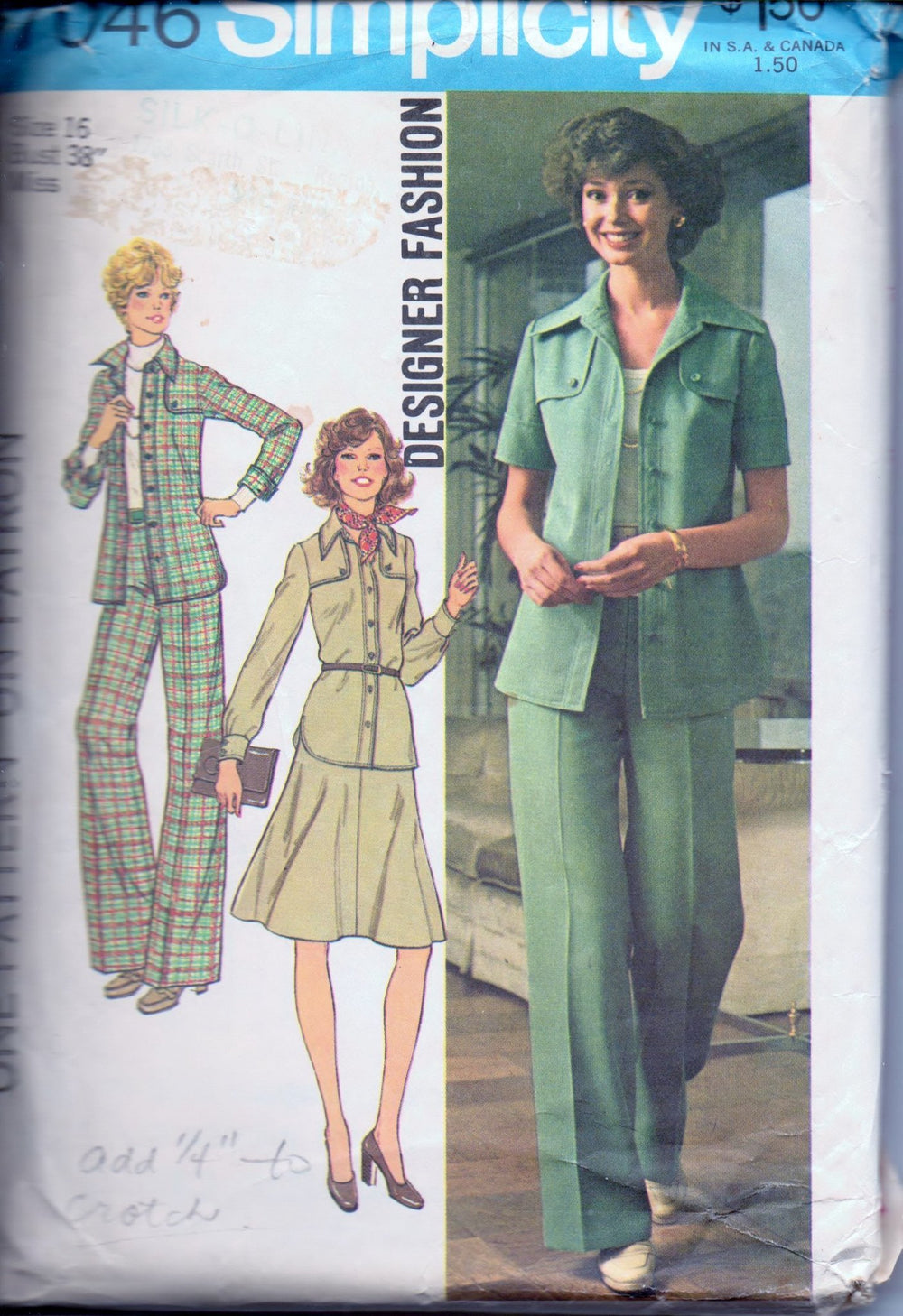 Simplicity 7046 Ladies Shirt Jacket Pants Skirt Vintage 1970's Sewing Pattern - VintageStitching - Vintage Sewing Patterns