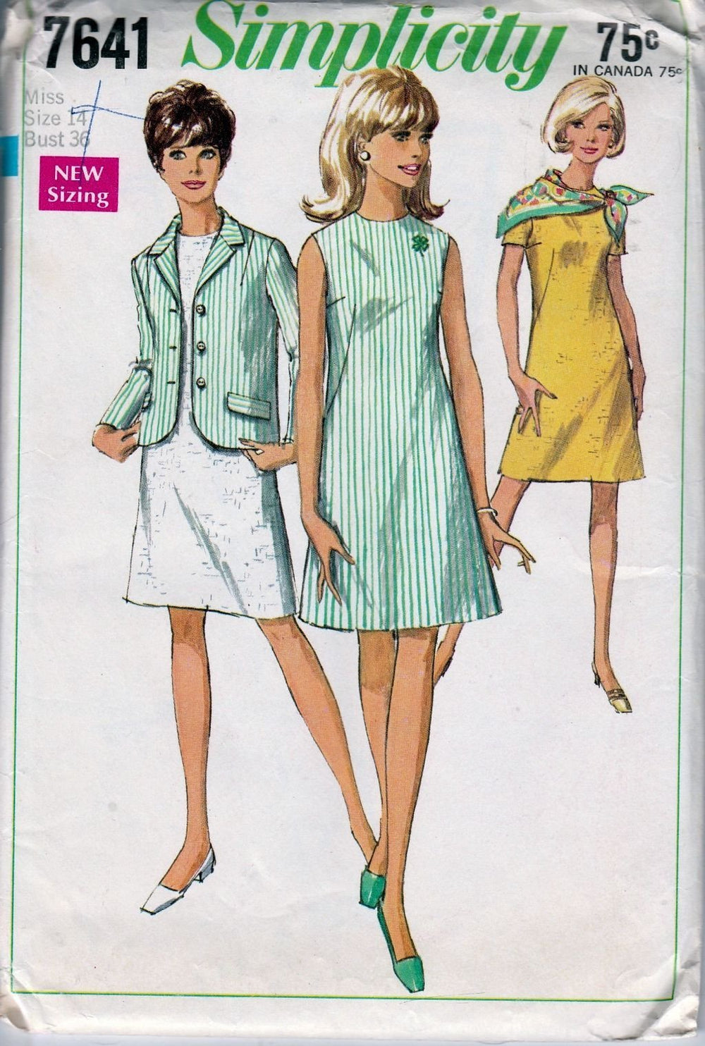 Simplicity 7641 Vintage 60's Sewing Pattern Ladies Mad Men Dress Bolero Jacket - VintageStitching - Vintage Sewing Patterns