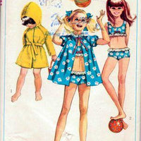 Simplicity 7710 Girls Bikini Beach Coat Cover Up Vintage 60's Pattern Swim - VintageStitching - Vintage Sewing Patterns