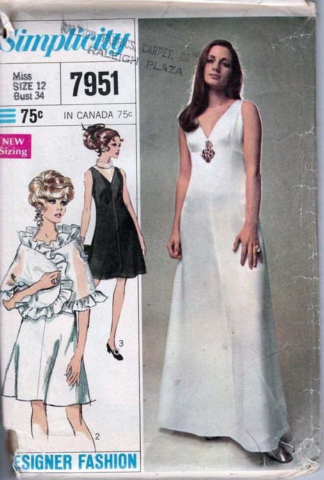 Simplicity 7951 Ladies Evening Gown Dress Vintage Sewing Pattern 1960's - VintageStitching - Vintage Sewing Patterns